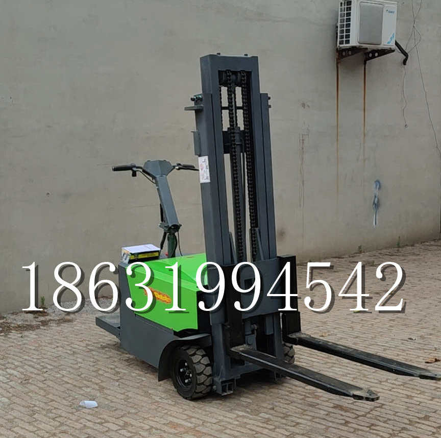 新店区优程全电动叉车插腿式堆高车液压装卸车1.5吨升高小型站驾式铲车